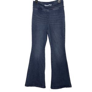 Tinseltown Jeans Womens Size 9 Flare High Rise Pull-On Crisscross Waistband Blue